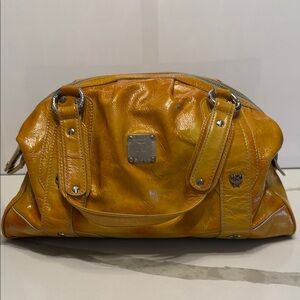 GOLD Patent MCM  Leather Handbag